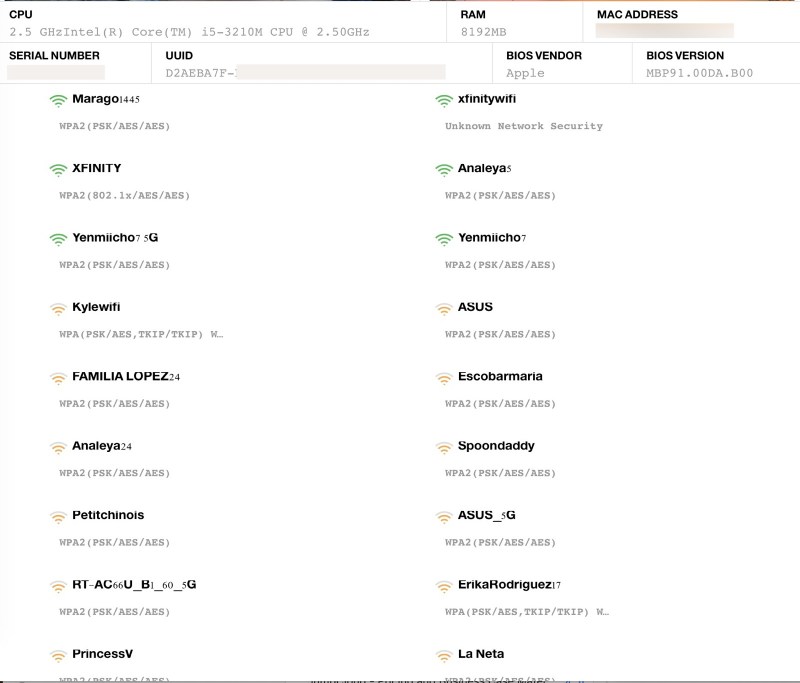 Prey Screenshot with Wireless Networks Nearby