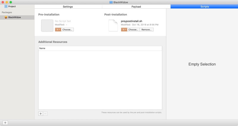 Packages Post Install Script Screen
