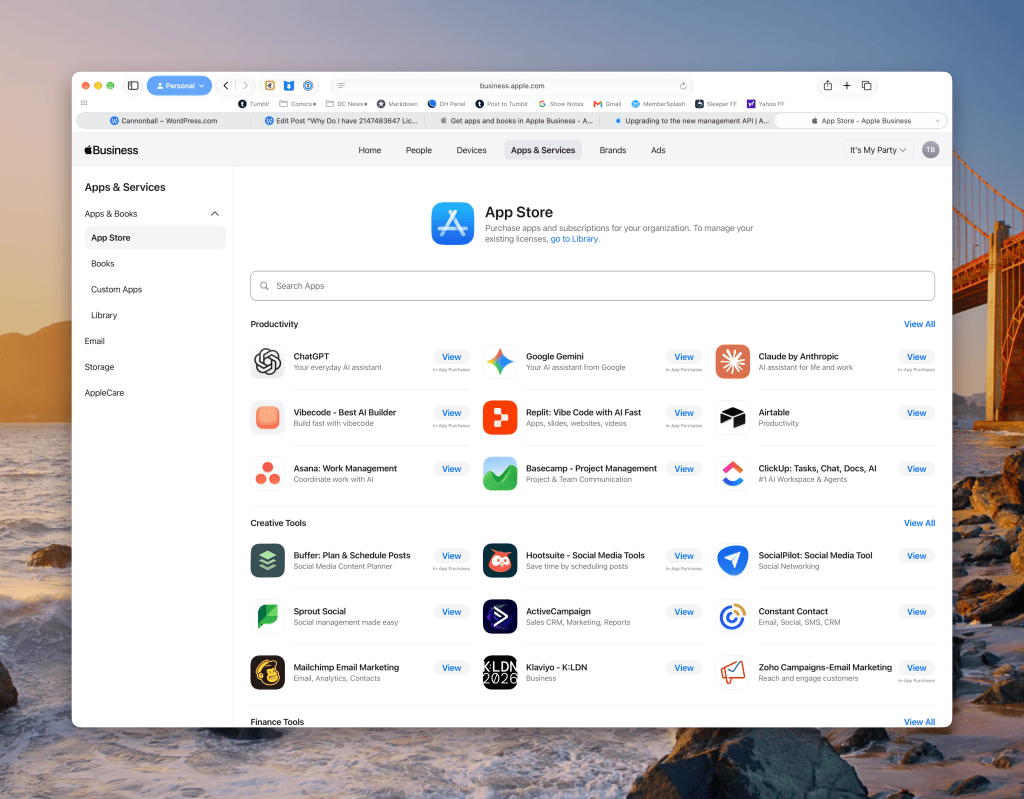A screenshot of the new Apple Business App Store